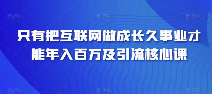 只有把互联网做成长久事业才能年入百万及引流核心课-网创资源