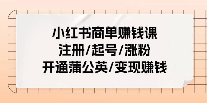 小红书商单赚钱课：注册/起号/涨粉/开通蒲公英/变现赚钱(25节课)-网创资源