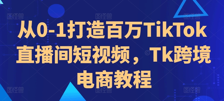 从0-1打造百万TikTok直播间短视频，Tk跨境电商教程-网创资源