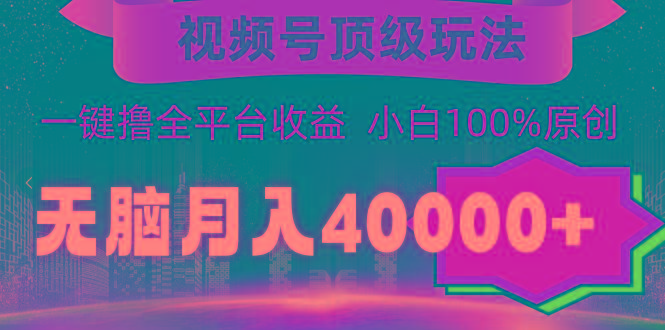 (9281期)视频号顶级玩法，无脑月入40000+，一键撸全平台收益，纯小白也能100%原创-网创资源