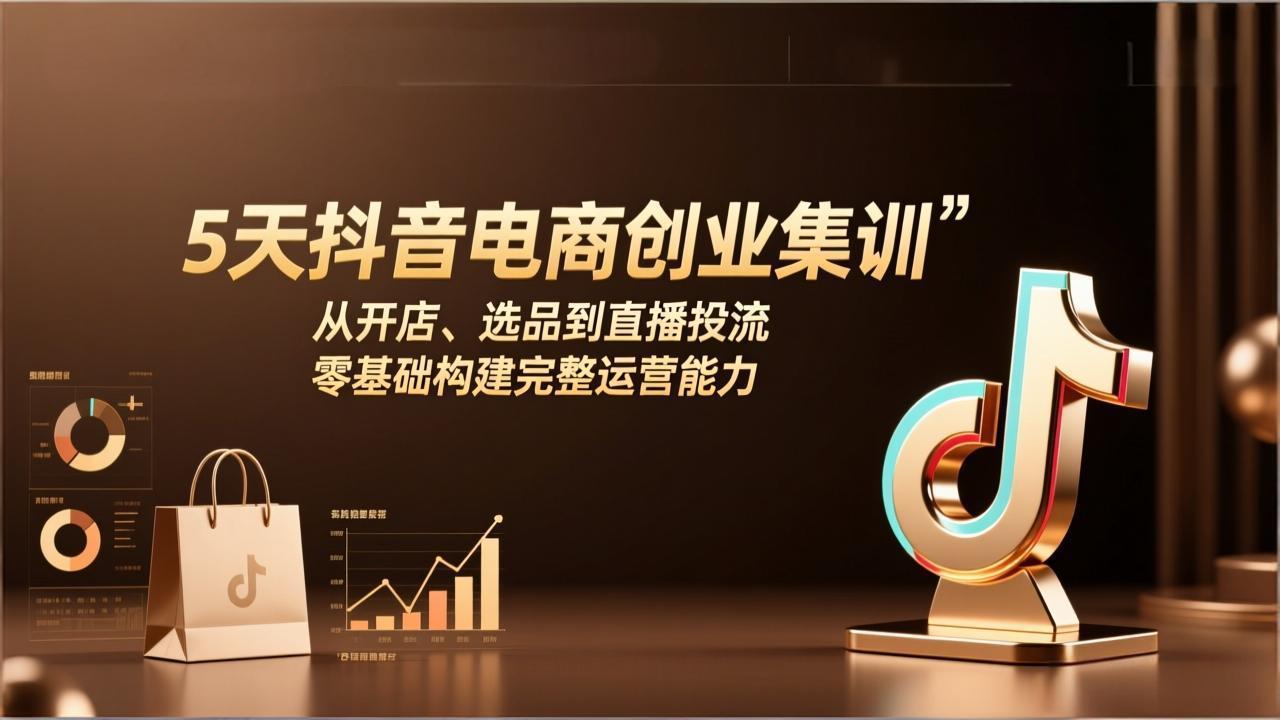 5天抖音电商创业集训：从开店、选品到直播投流，零基础构建完整运营能力-网创资源