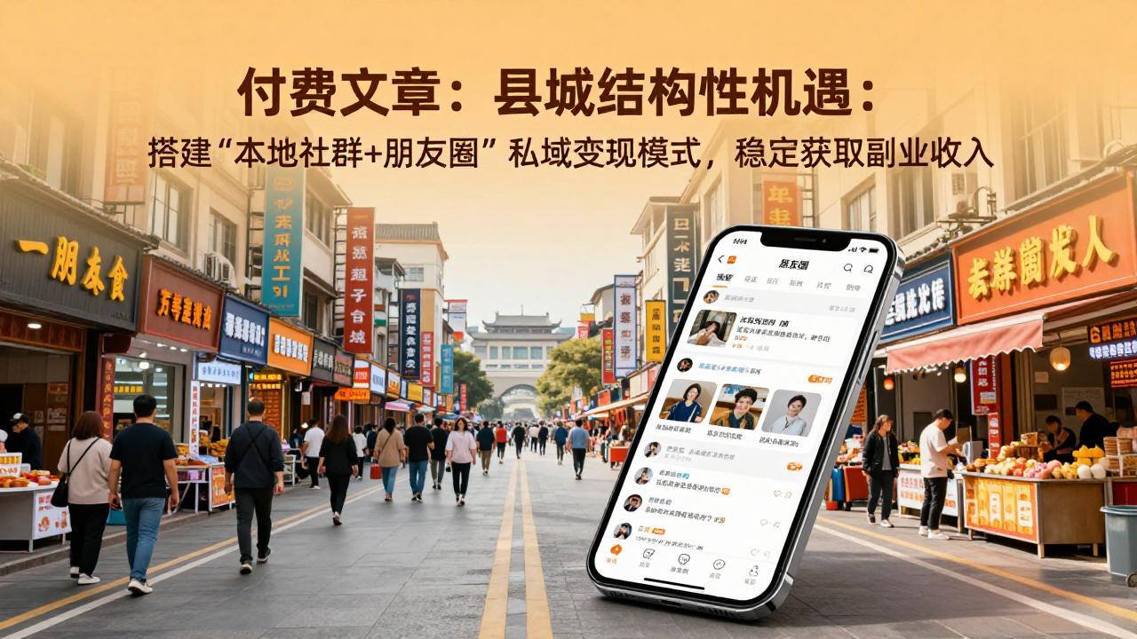 付费文章：县城结构性机遇：搭建“本地社群+朋友圈”私域变现模式，稳定获取副业收入-网创资源