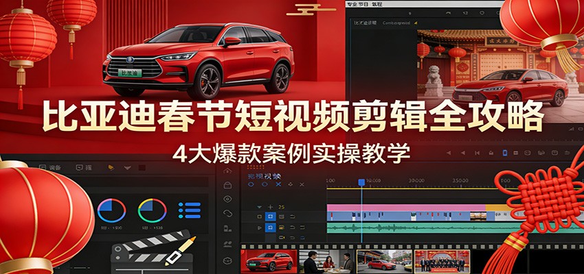 比亚迪春节短视频剪辑全攻略，4大爆款案例实操教学-网创资源