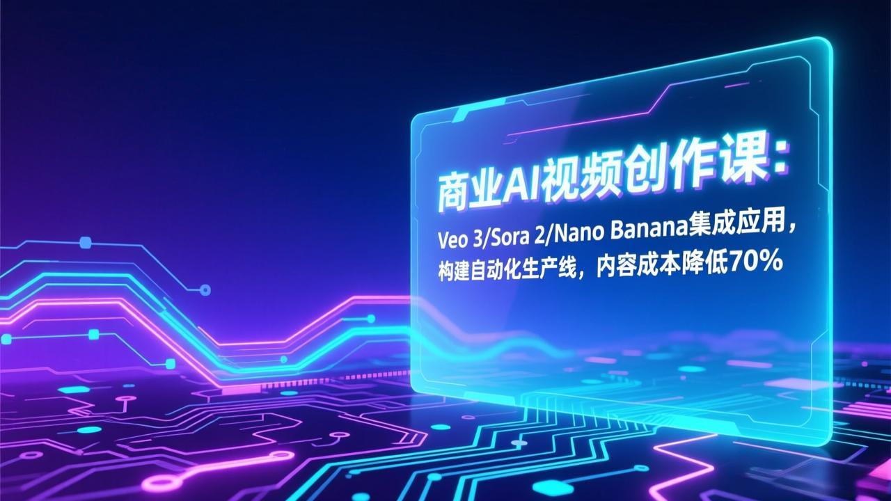 商业AI视频创作课：Veo 3/Sora 2/Nano Banana集成应用，构建自动化生产线，内容成本降低70%-网创资源