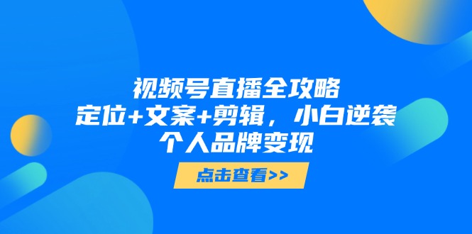 视频号直播全攻略，定位+文案+剪辑，小白逆袭个人品牌变现-网创资源