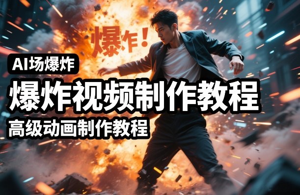 AI场景爆炸视频制作教程，利用人物实拍视频制作出高级的动画特效-网创资源