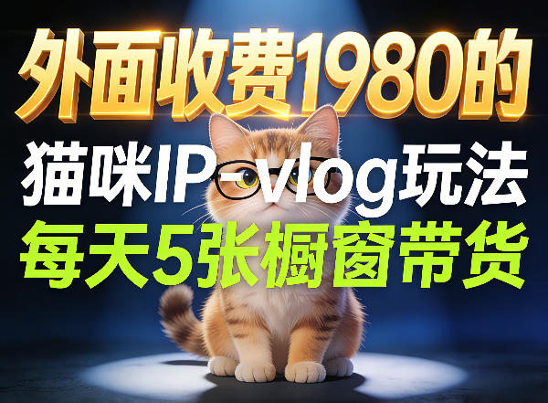 宠物赛道猫咪IP-vlog玩法，26条视频涨粉29W，每天5张橱窗带货拆解-网创资源