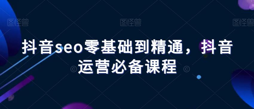 抖音seo零基础到精通，抖音运营必备课程-网创资源