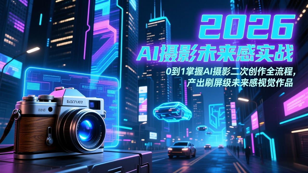 2026 AI摄影未来感实战：0到1掌握AI摄影二次创作全流程，产出刷屏级未来感视觉作品-网创资源