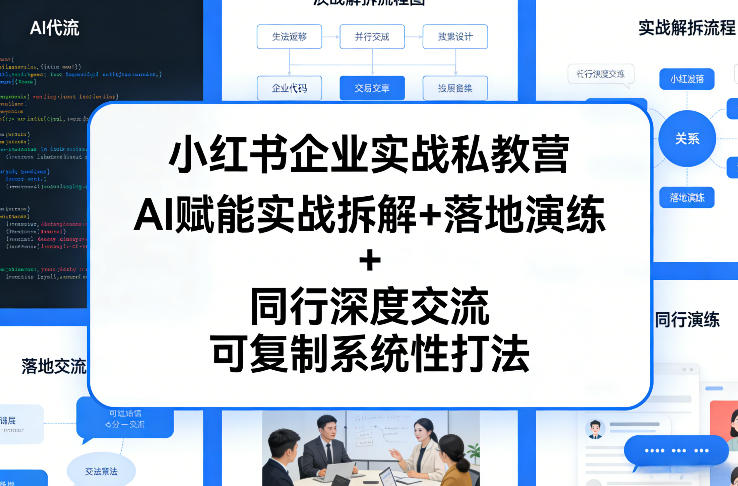 小红书企业实战私教营，AI赋能实战拆解+落地演练+同行深度交流，可复制系统性打法-网创资源