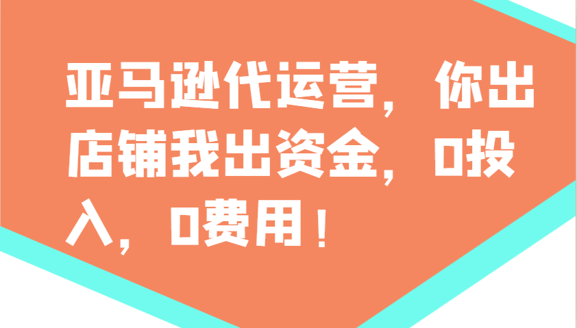 亚马逊代运营，你出店铺我出资金，0投入，0费用，无责任每天300分红，赢亏我承担-网创资源