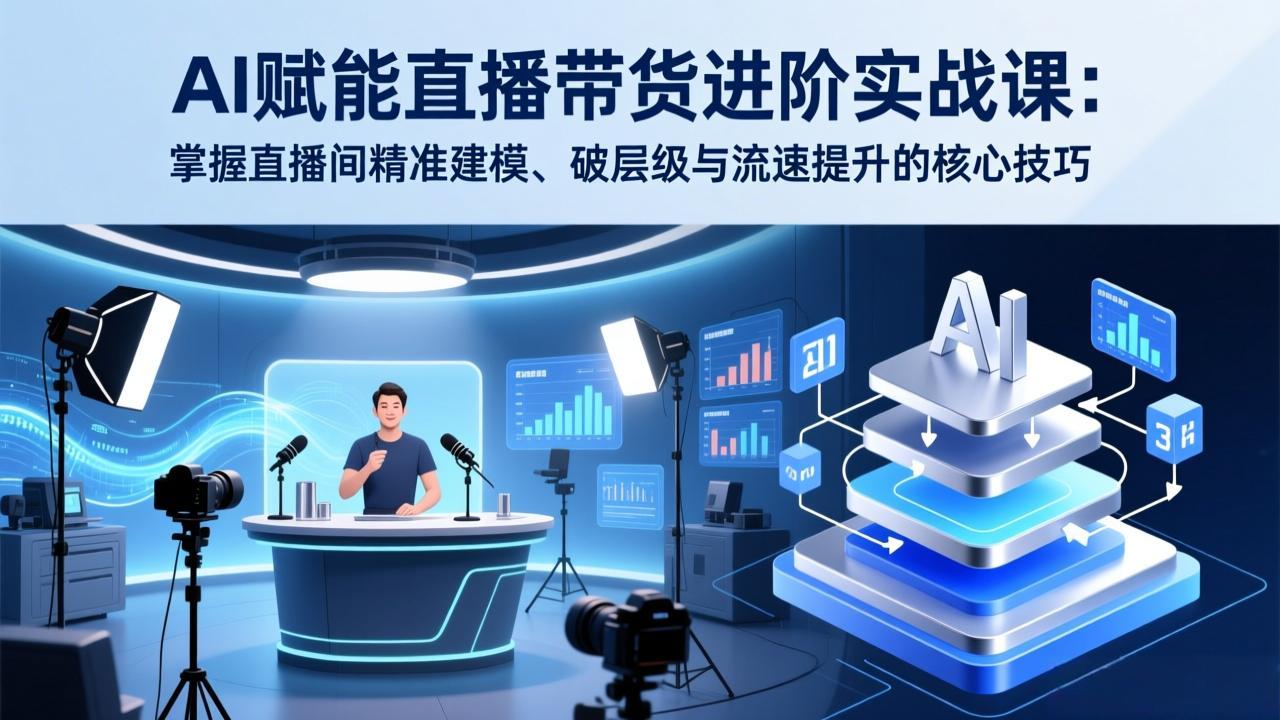 AI赋能直播带货进阶实战课：掌握直播间精准建模、破层级与流速提升的核心技巧-网创资源