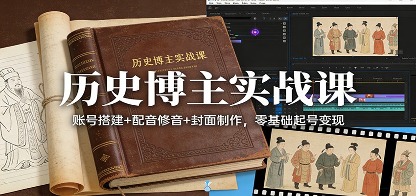 历史博主实战课：账号搭建+配音修音+封面制作，零基础起号变现-网创资源