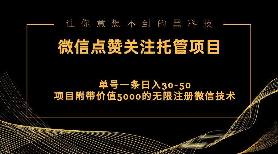 视频号托管点赞关注，单微信30-50元，附带价值5000无限注册微信技术-网创资源