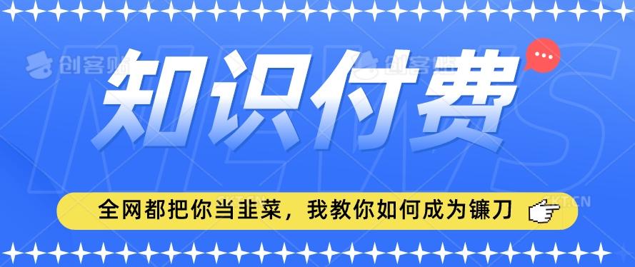 2024最新知识付费项目，小白也能轻松入局，全网都在教你做项目，我教你做镰刀【揭秘】-网创资源
