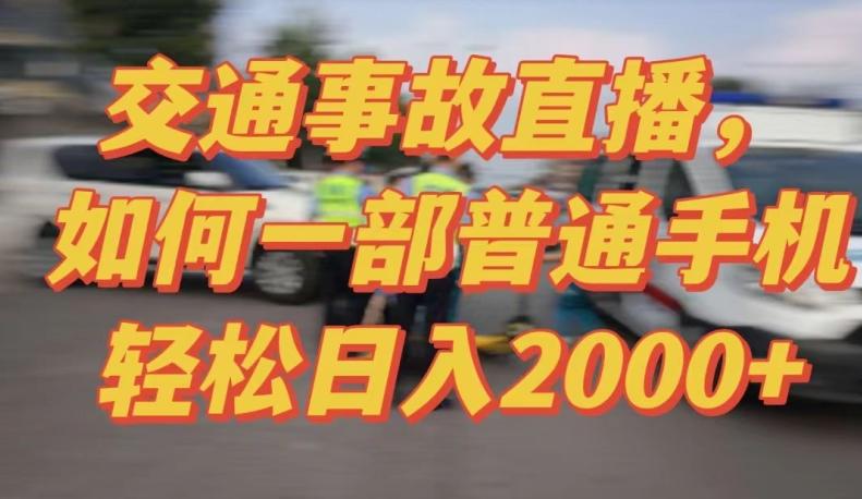 2024最新玩法半无人交通事故直播，实战式教学，轻松日入2000＋，人人都可做【揭秘】-网创资源