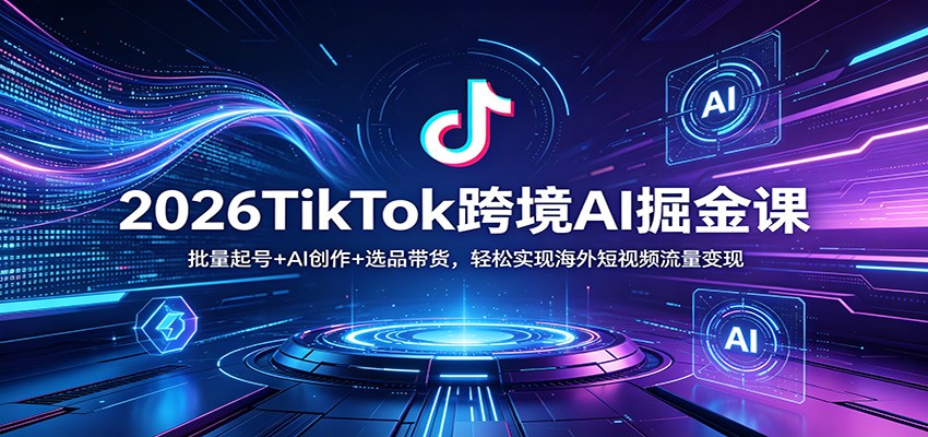 2026TikTok跨境AI掘金课：批量起号+AI创作+选品带货，轻松实现海外短视频流量变现-网创资源