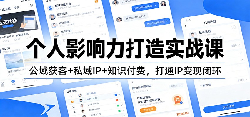 个人影响力打造实战课：公域获客+私域IP+知识付费，打通IP变现闭环-网创资源