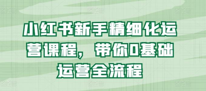 小红书新手精细化运营课程，带你0基础运营全流程-网创资源