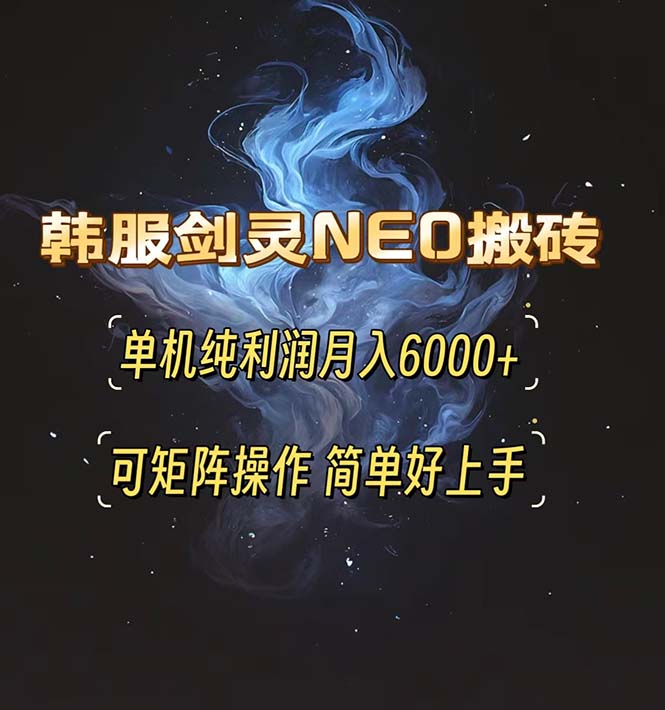 韩服剑灵NEO搬砖攻略，单机纯利润月入6000+ 可矩阵操作，简单好上手。-网创资源