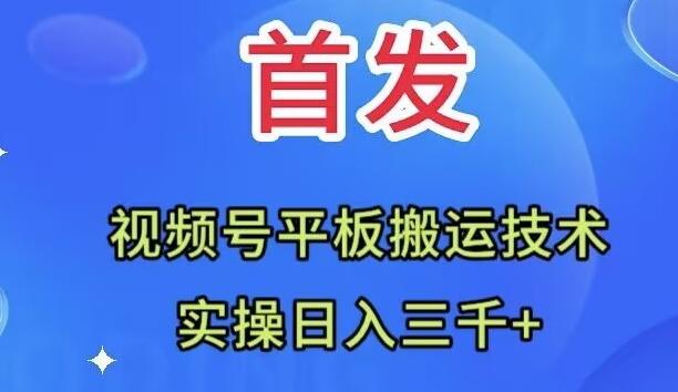 全网首发：视频号平板搬运技术，实操日入三千＋-网创资源