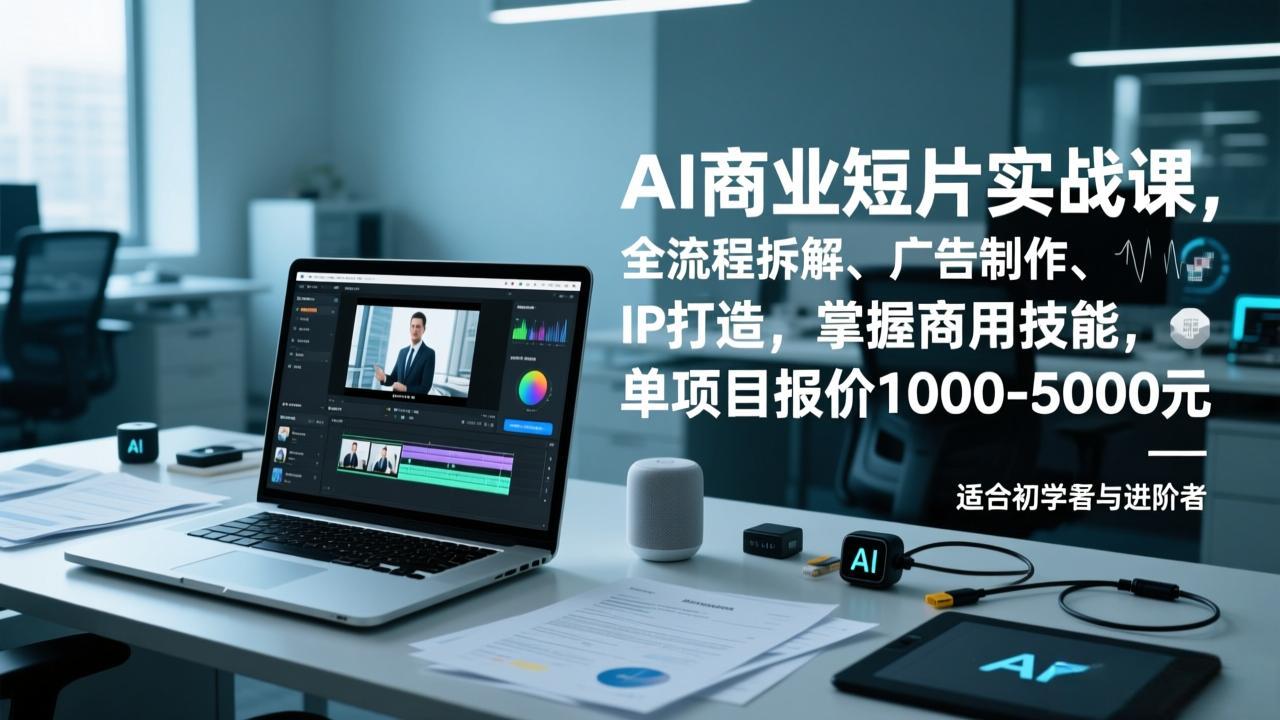 AI商业短片实战课，全流程拆解、广告制作、IP打造，掌握商用技能，单项目报价1000-5000元-网创资源