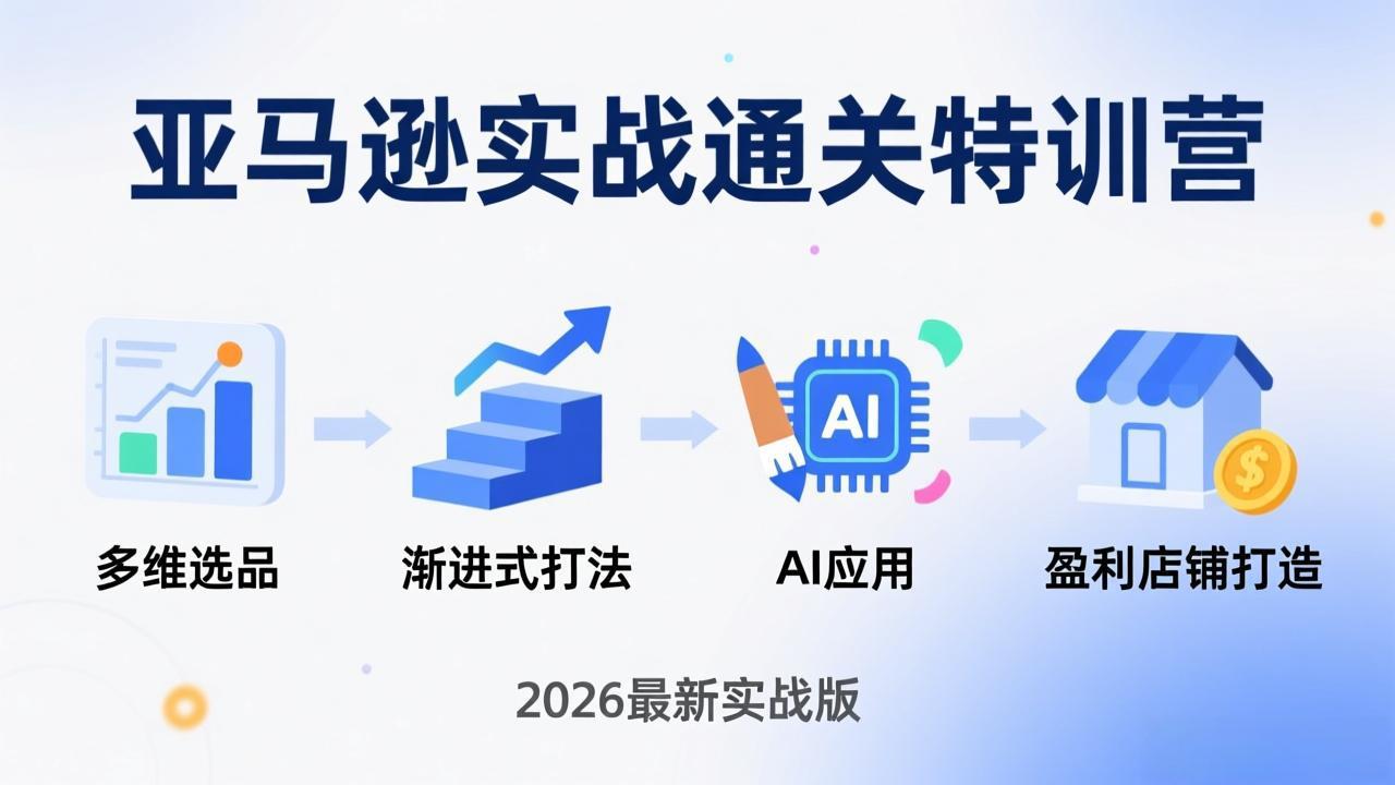 亚马逊实战通关特训营：2026年3月更新，多维选品+渐进式打法+AI应用，从0到1打造盈利店铺-网创资源