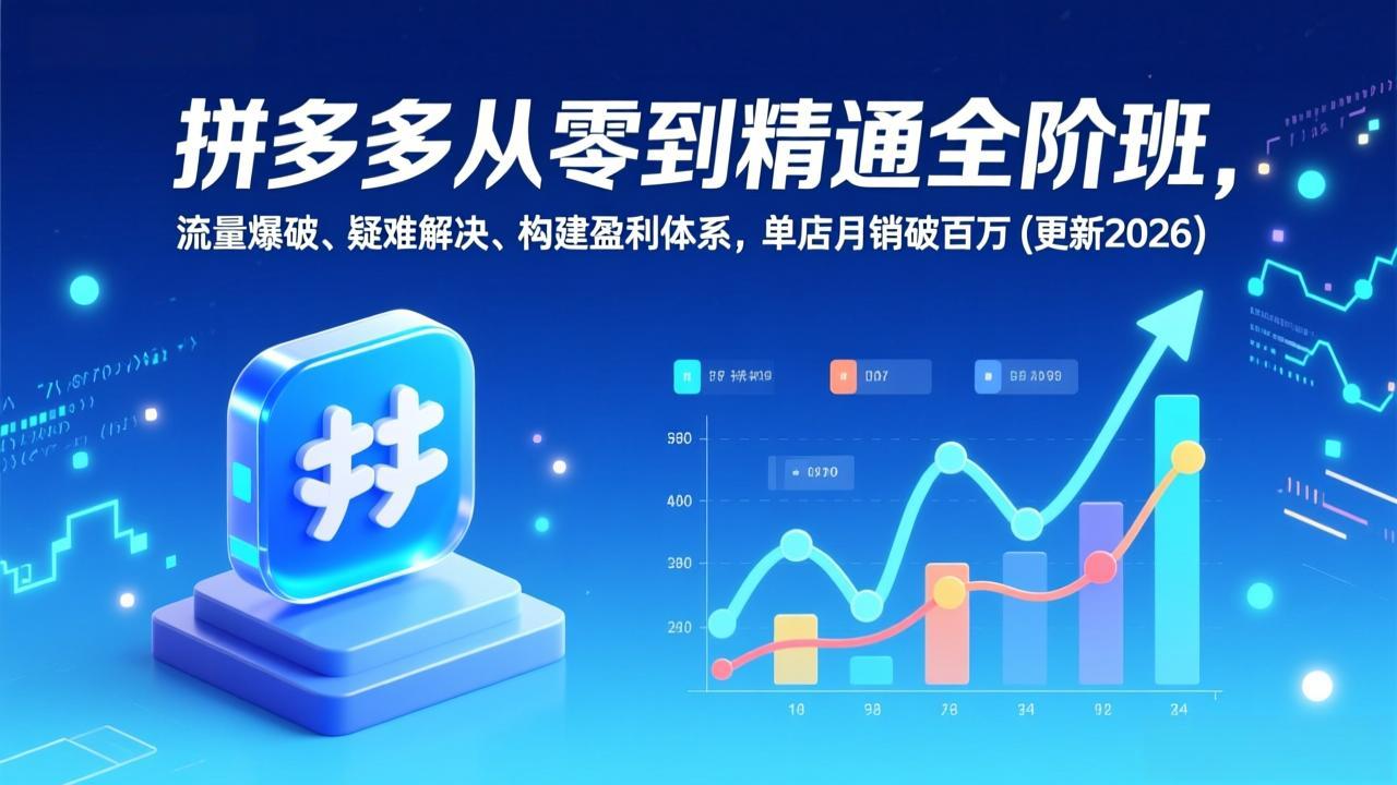 拼多多从零到精通全阶班，流量爆破、疑难解决，构建盈利体系，单店月销破百万(更新2026-网创资源