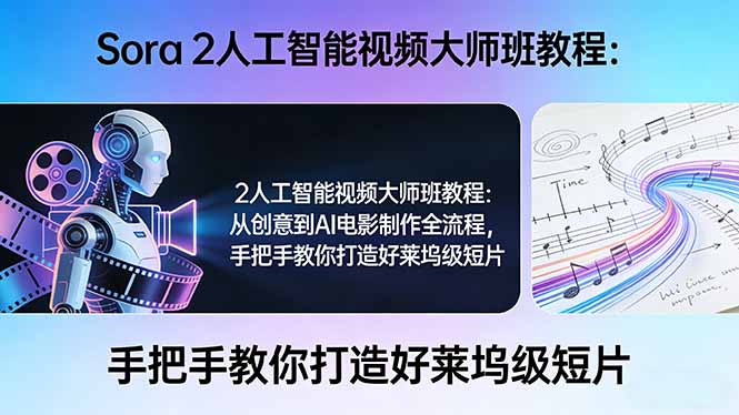 Sora 2人工智能视频大师班教程：从创意到AI电影制作全流程，手把手教你打造好莱坞级短片-网创资源