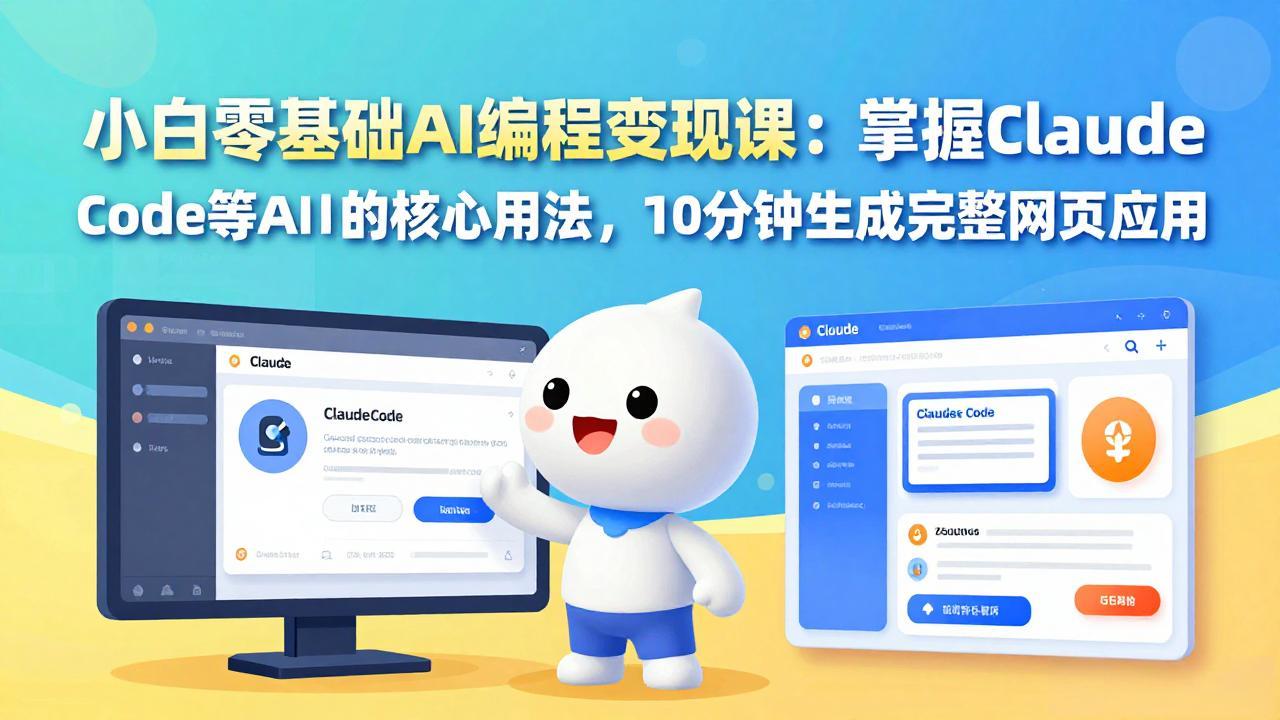 小白零基础AI编程变现课：掌握Claude Code等AI工具的核心用法，10分钟生成完整网页应用-网创资源
