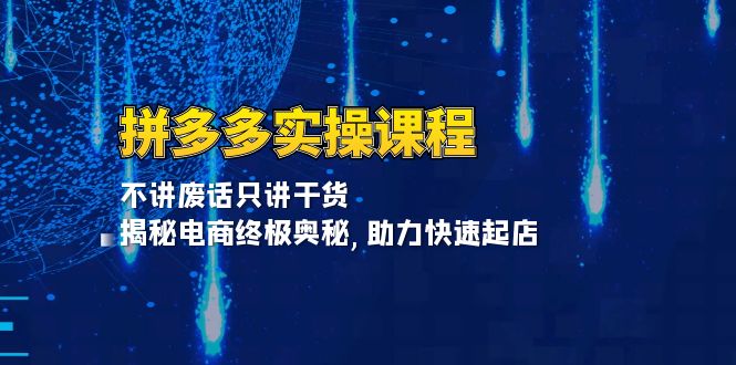 拼多多实操课程：不讲废话只讲干货, 揭秘电商终极奥秘,助力快速起店-网创资源