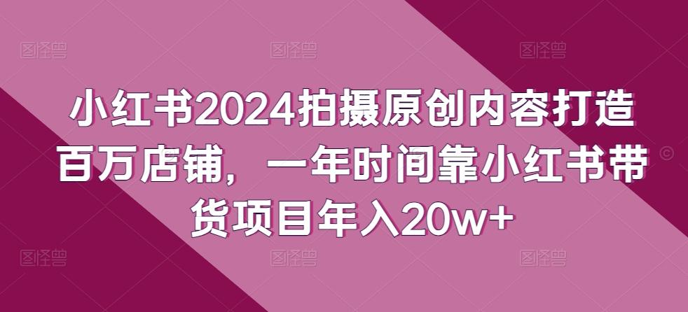 小红书2024拍摄原创内容打造百万店铺，一年时间靠小红书带货项目年入20w+-网创资源