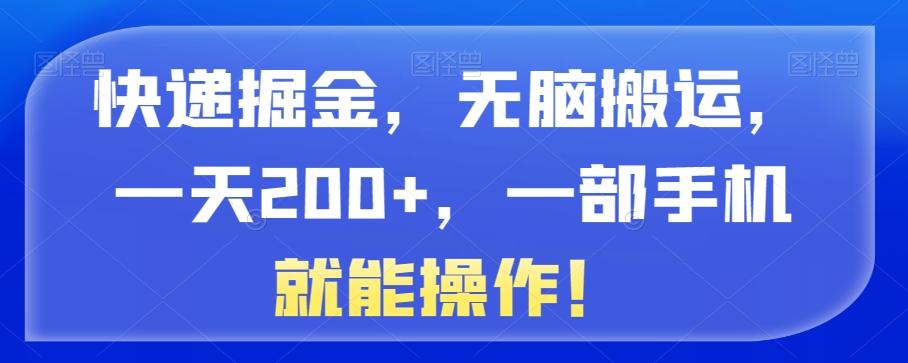 快递掘金，无脑搬运，一天200+，一部手机就能操作！-网创资源