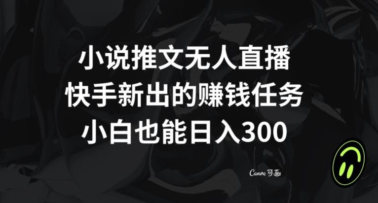 小说推文无人直播，快手新出的赚钱任务，小白也能日入300+【揭秘】-网创资源