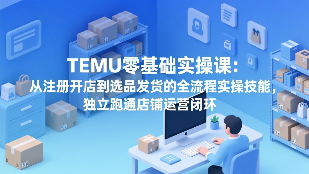TEMU零基础实操课：从注册开店到选品发货的全流程实操技能，独立跑通店铺运营闭环-网创资源