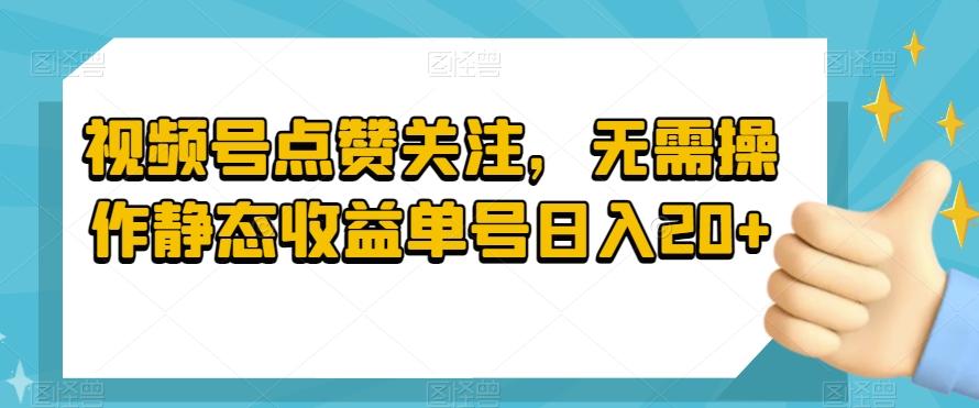 视频号点赞关注，无需操作静态收益单号日入20+-网创资源