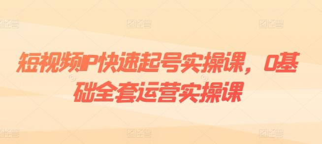 短视频IP快速起号实操课，0基础全套运营实操课，爆款内容设计+粉丝运营+内容变现-网创资源