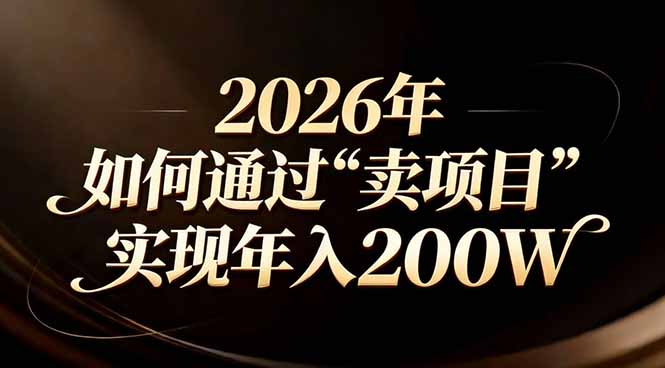 站在2026年的十字路口：一个普通人如何通过卖项目实现年入200万-网创资源