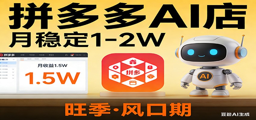 开一家拼多多AI店，月稳定1-2W，目前旺季，风口期！-网创资源