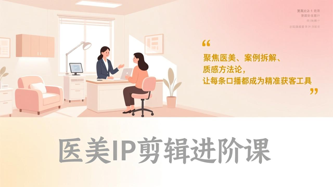 医美IP剪辑进阶课，聚焦医美、案例拆解、质感方法论，让每条口播都成为精准获客工具-网创资源