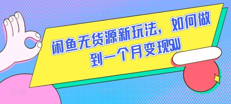 闲鱼无货源新玩法，如何做到一个月变现5W【揭秘】-网创资源