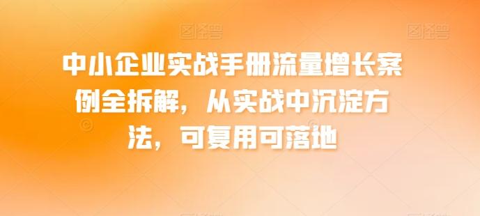 中小企业实战手册流量增长案例全拆解，从实战中沉淀方法，可复用可落地-网创资源