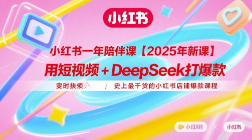 小红书一年陪伴课【2025年新课】，用短视频+deepSeek打爆款，史上最干货的小红书店铺爆款课程-网创资源