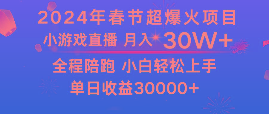 龙年2024过年期间，最爆火的项目 抓住机会 普通小白如何逆袭一个月收益30W+-网创资源