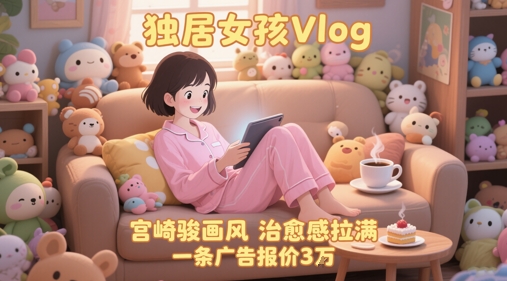 单个账号涨粉71W！用AI制作独居女孩Vlog，宫崎骏画风，治愈感拉满，一条广告报价3W-网创资源